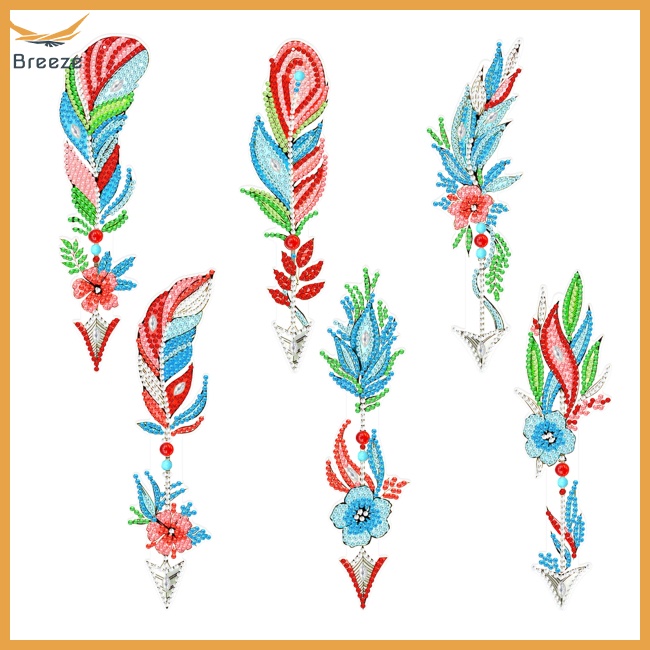 Set 6 Bookmark Thủ Công Tự Làm Hình Hoa Và Lông Vũ Cho Người Mới Bắt Đầu