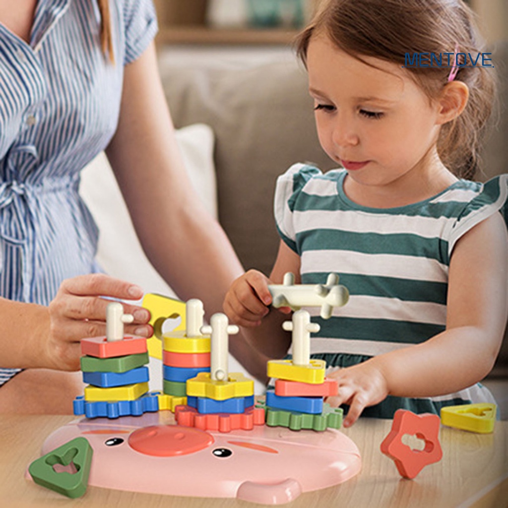 [MT] 1 Bộ Đồ Chơi Xếp Chồng Lên Nhau Bằng Nhựa Phân Loại Bằng Tay Và Mắt Thú Vị Trang Trí