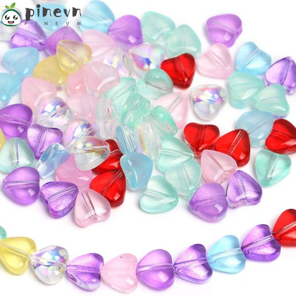 Chuỗi 200 Hạt Thủy Tinh Hình Trái Tim 8mm Tự Làm Trang Sức