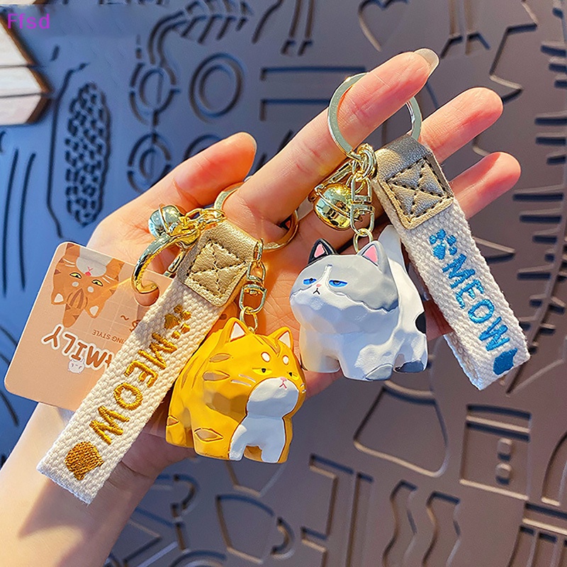 {Ffsd} Móc Chìa Khóa Bằng Gỗ Khắc Hình Mèo Hoạt Hình Sáng Tạo Cho Cặp Đôi * Bán Chạy