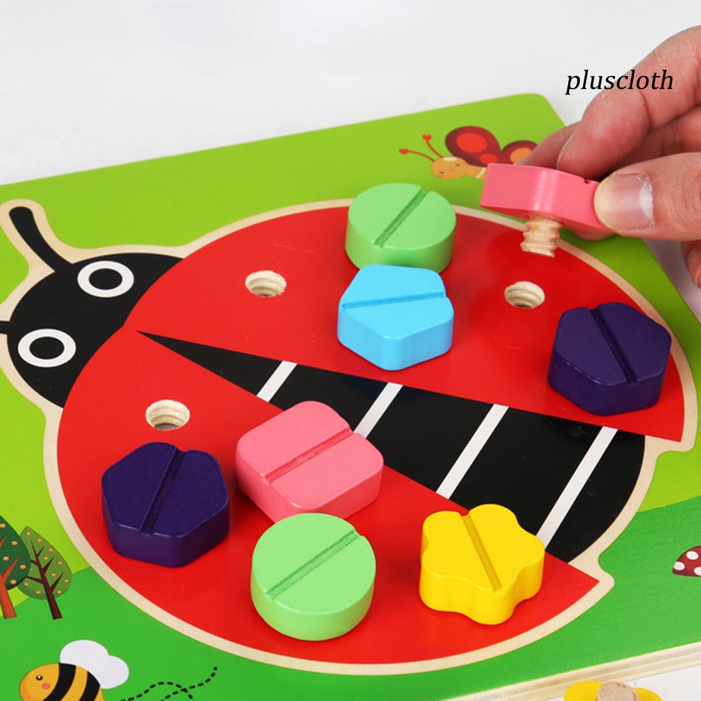 1 Cặp Đai Ốc Giải Trí Viền Mịn Kèm Đĩa Lót Bằng Gỗ Dành Cho Trẻ Em