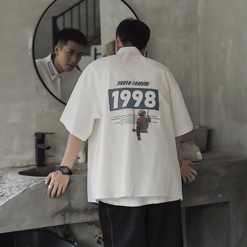 Áo Sơ Mi Tay Lửng Dáng Rộng Thời Trang Mùa Hè Dành Cho Nam