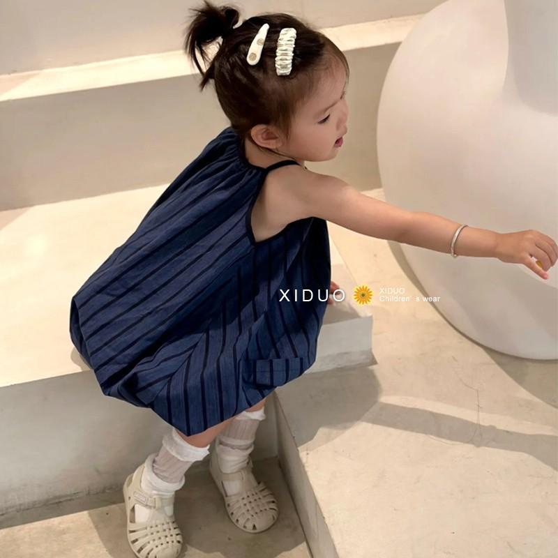 Đầm Hai Dây Sát Nách Kẻ Sọc Thời Trang Mùa Hè 2023 Cho Bé Gái