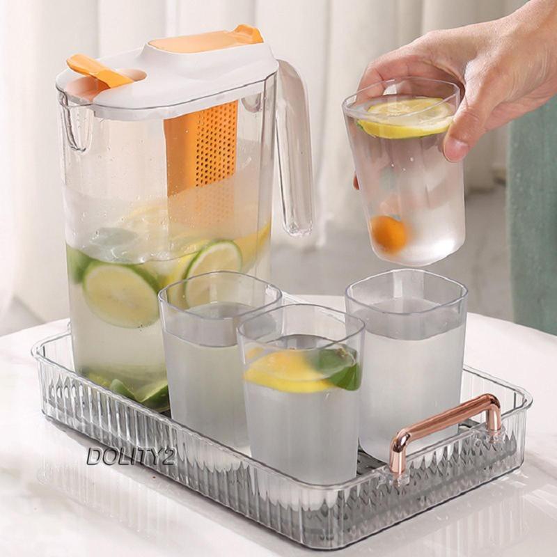 Bộ 2 Bình Đựng Trà / Cà Phê Kín Khí Trong Suốt Kèm 4 Tách