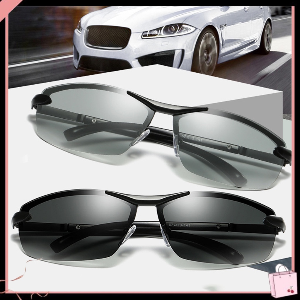 Kính Mát Phân Cực Nửa Gọng Kim Loại Chống Tia UV Chống Lóa Cho Nam Lái Xe