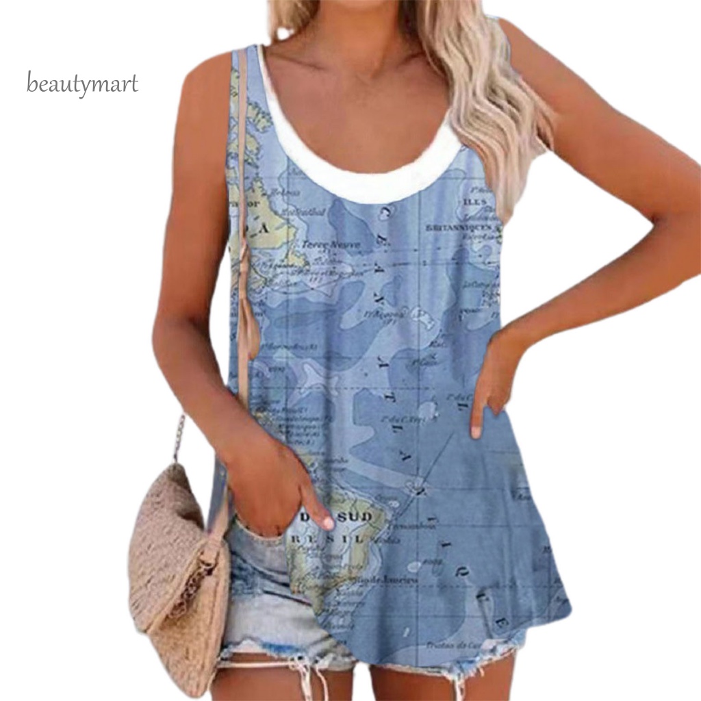 Áo Denim Không Tay Cổ Tròn beautymartm1 Màu Sắc Đơn Giản Dành Cho Nữ