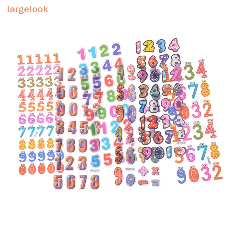 Set 6 Tấm Sticker Số / Bong Bóng Họa Tiết Hoạt Hình 3D Trang Trí Sổ Tay