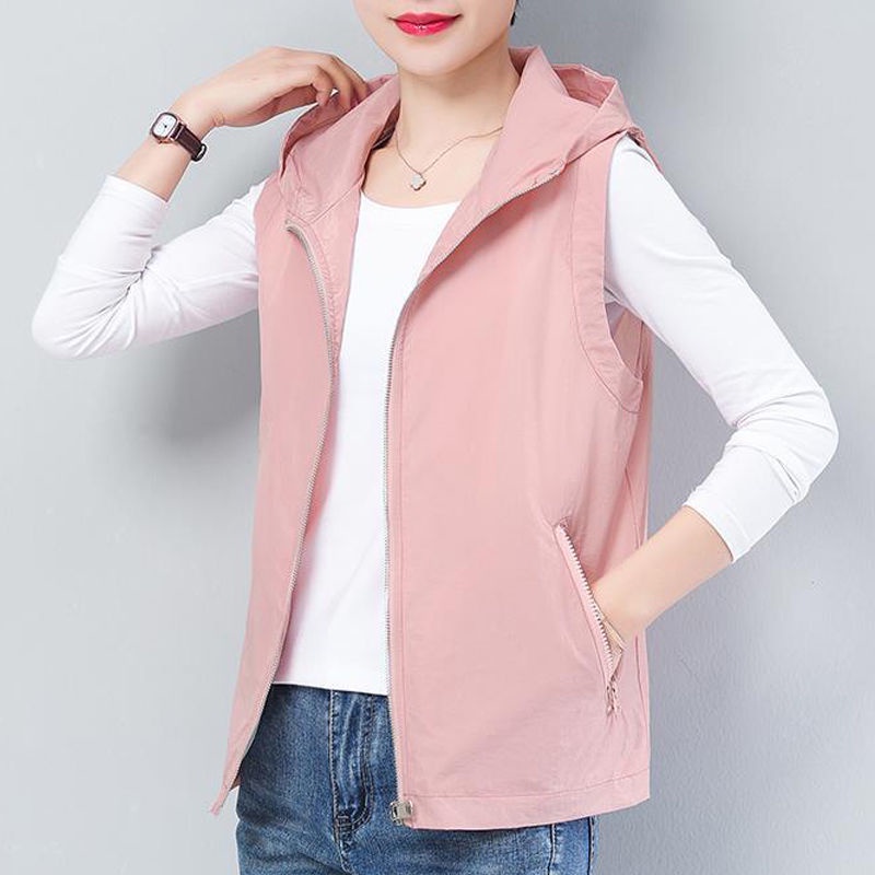Áo Khoác Mỏng Không Tay Có Nón Dáng Rộng Cỡ Lớn 5XL Thời Trang Xuân Hè Hàng Mới Dành Cho Bạn Nữ