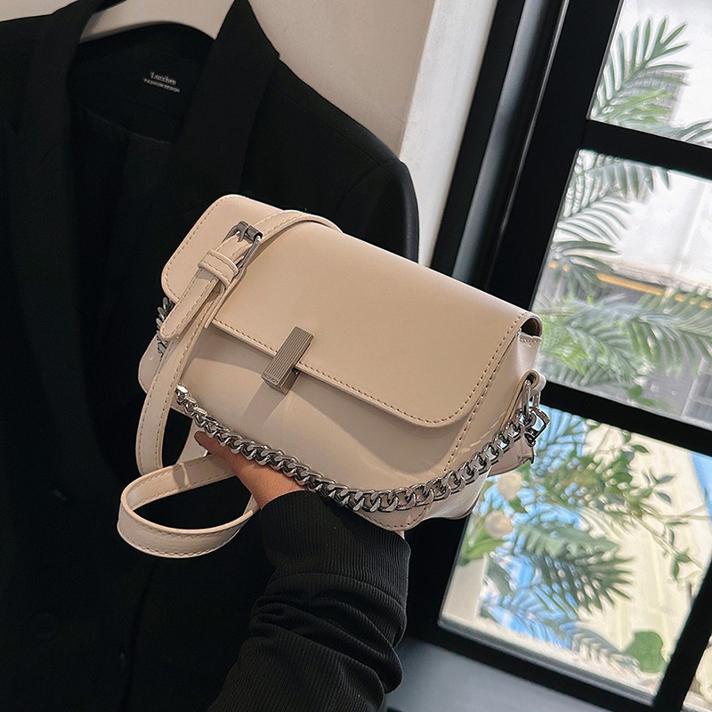 Túi Đeo Vai Hình Vuông Cỡ Nhỏ Phối Dây Đeo Sợi Xích Thời Trang Pháp Cao Cấp Cho Nữ