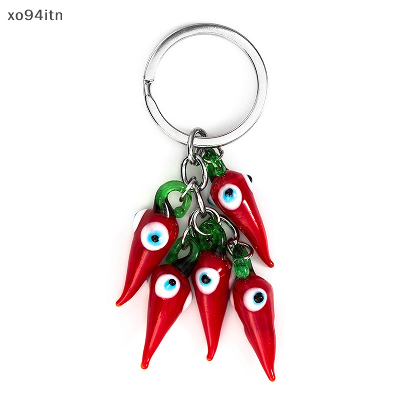 Tn Móc Khóa Kim Loại Hình Mắt Xanh Dương Đỏ Chili Ớt Thời Trang Sáng Tạo Làm Quà Tặng Trang Sức Cho Nam Và Nữ n