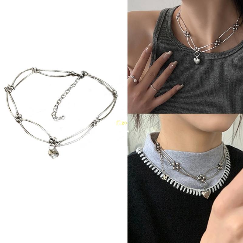 Vòng Cổ Choker Kim Loại Mặt Trái Tim Phong Cách Hip Hop Ngọt Ngào