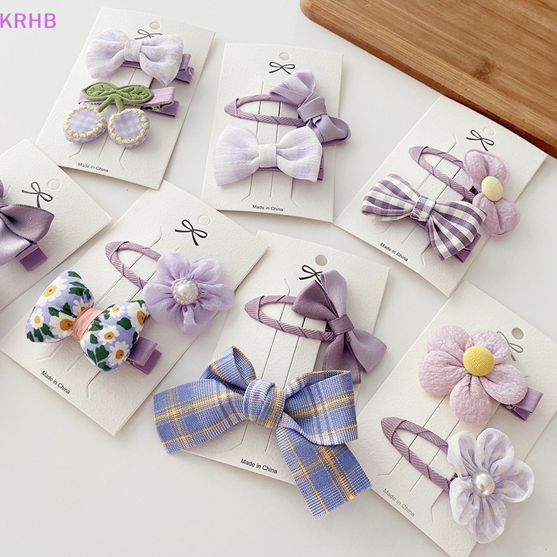 Set 2 Kẹp Tóc Nơ Xinh Xắn Dành Cho Bé Gái Mới