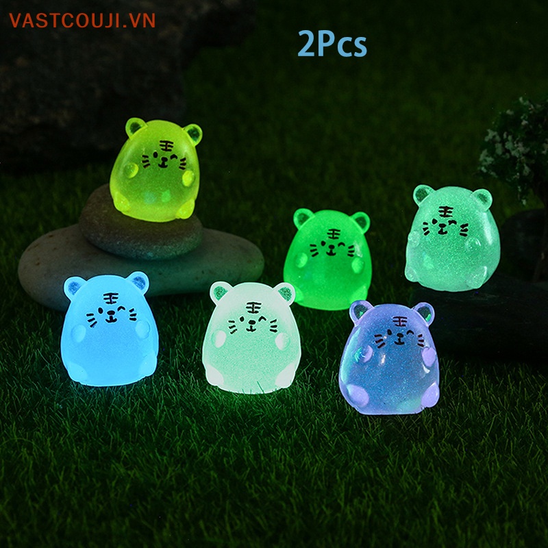 Bộ 2 Tượng Hổ Dạ Quang Thu Nhỏ Bằng Nhựa Resin Thủ Công Dễ Thương Sáng Tạo Trang Trí Tiểu Cảnh