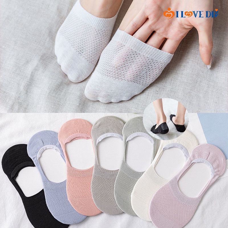 Vớ Thuyền Lưới Mỏng Màu Trơn Đơn Giản Thoáng Khí / Thân Thiện Với Da Chống Trượt Cho Nữ