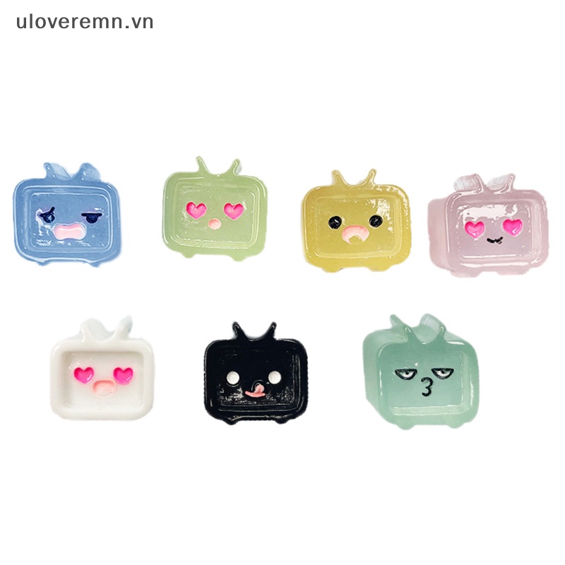 Set 5 TV Phát Sáng Kawaii Với Nhựa Resin Hình Biểu Tượng Cảm Xúc