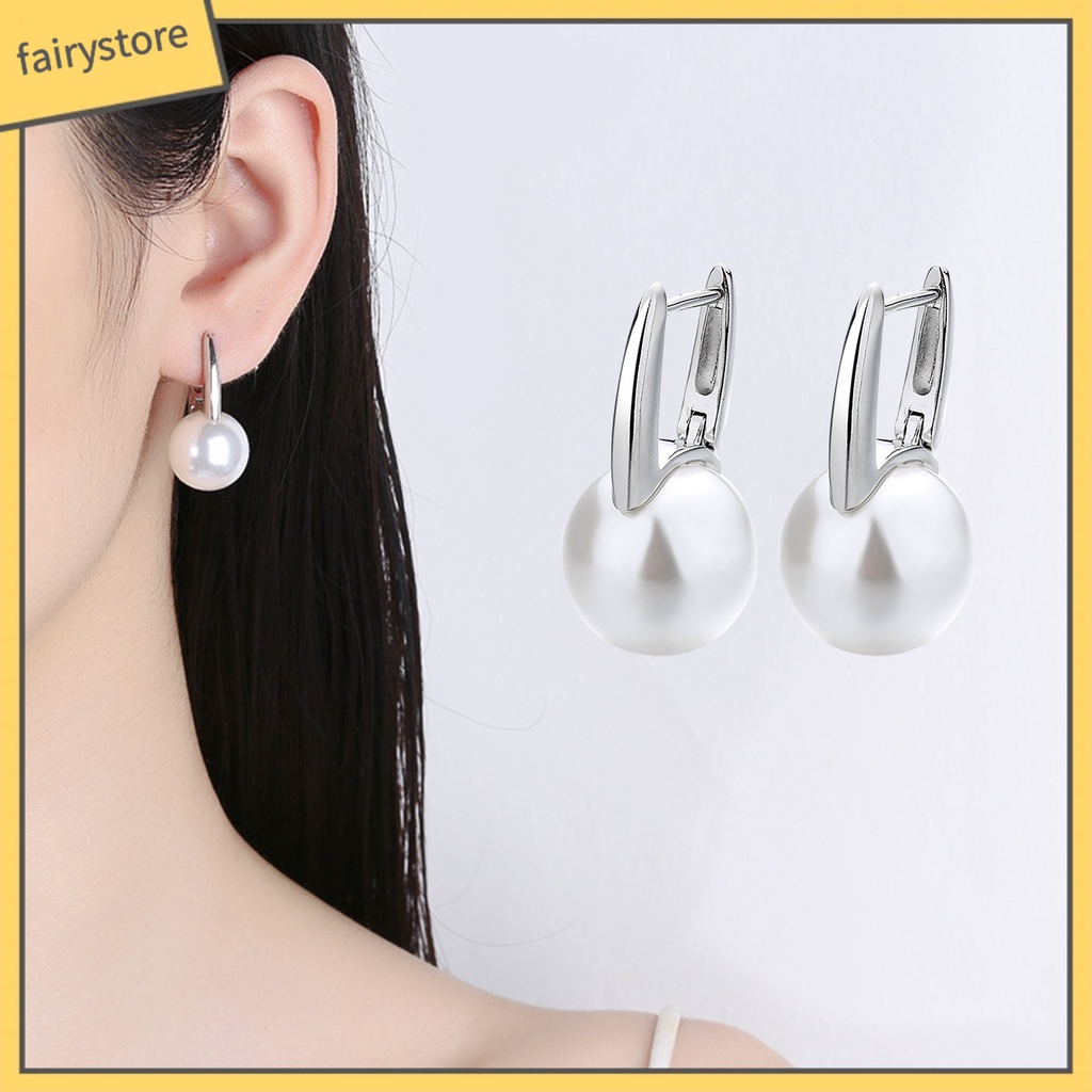 1 Đôi Bông Tai Đính Ngọc Trai Nhân Tạo Phong Cách Tối Giản Thanh Lịch Dành Cho Nữ