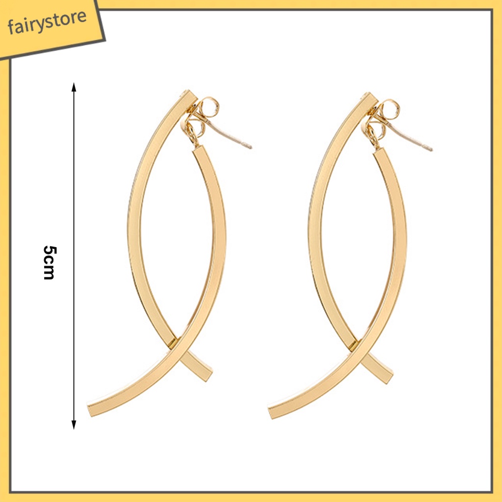 1 Đôi Bông Tai Xỏ Lỗ Dạng Xỏ Hình Học Đơn Giản Thời Trang Dành Cho Nữ