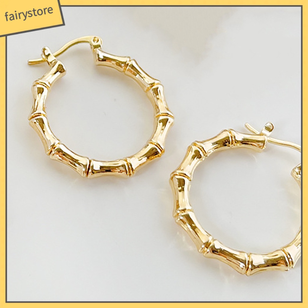 1 Đôi Bông Tai Hình Tròn Bằng Tre Thời Trang Dành Cho Nữ