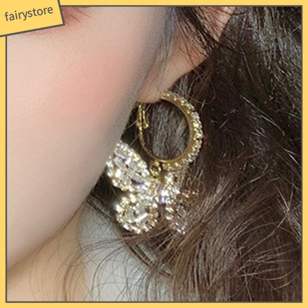 1 Đôi Bông Tai Hình Bướm Đính Đá Lấp Lánh Dành Cho Nữ