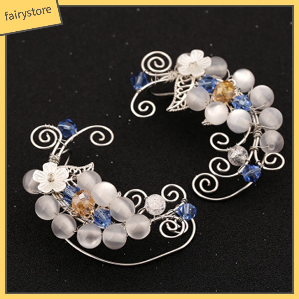 1 Khuyên Vành Tai Hình Hoa Lá Đính Ngọc Trai Nhân Tạo Thời Trang