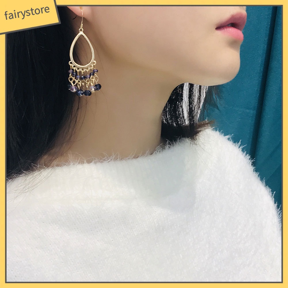 Bông Tai Hình Giọt Nước Đính Pha Lê Giả Thời Trang Dành Cho Nữ