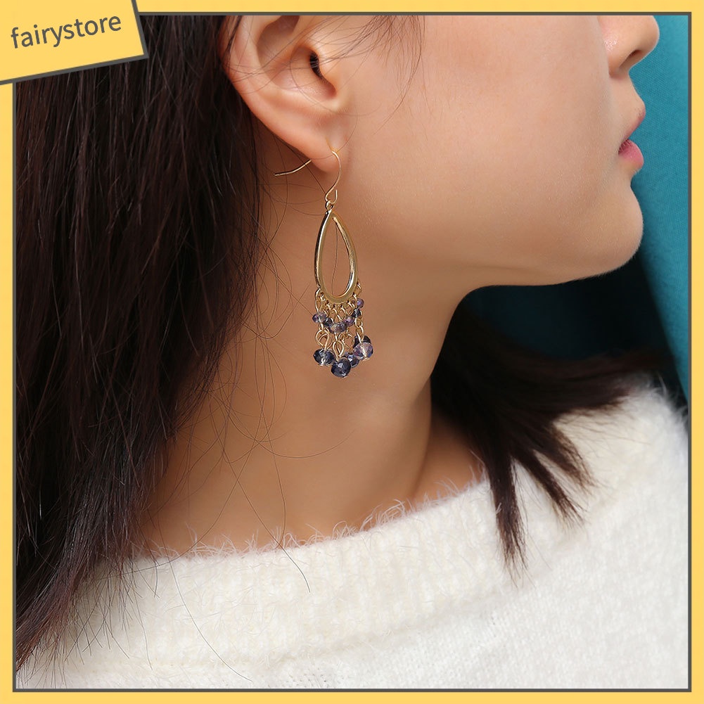 Bông Tai Hình Giọt Nước Đính Pha Lê Giả Thời Trang Dành Cho Nữ