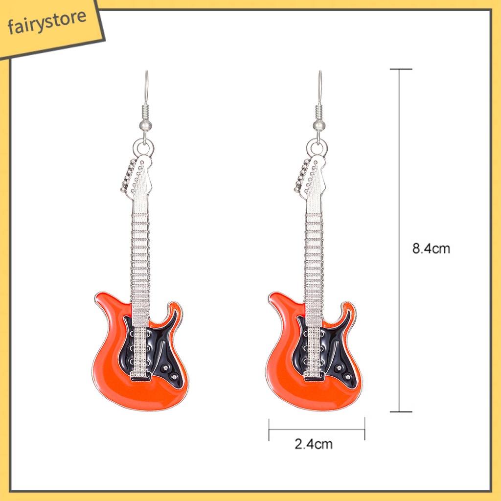 [FRO] 1 Đôi Bông Tai Thời Trang Bắt Sáng Tốt Hình Đàn Guitar Điện Bằng Hợp Kim Tinh Tế Sang Trọng Cho Nữ