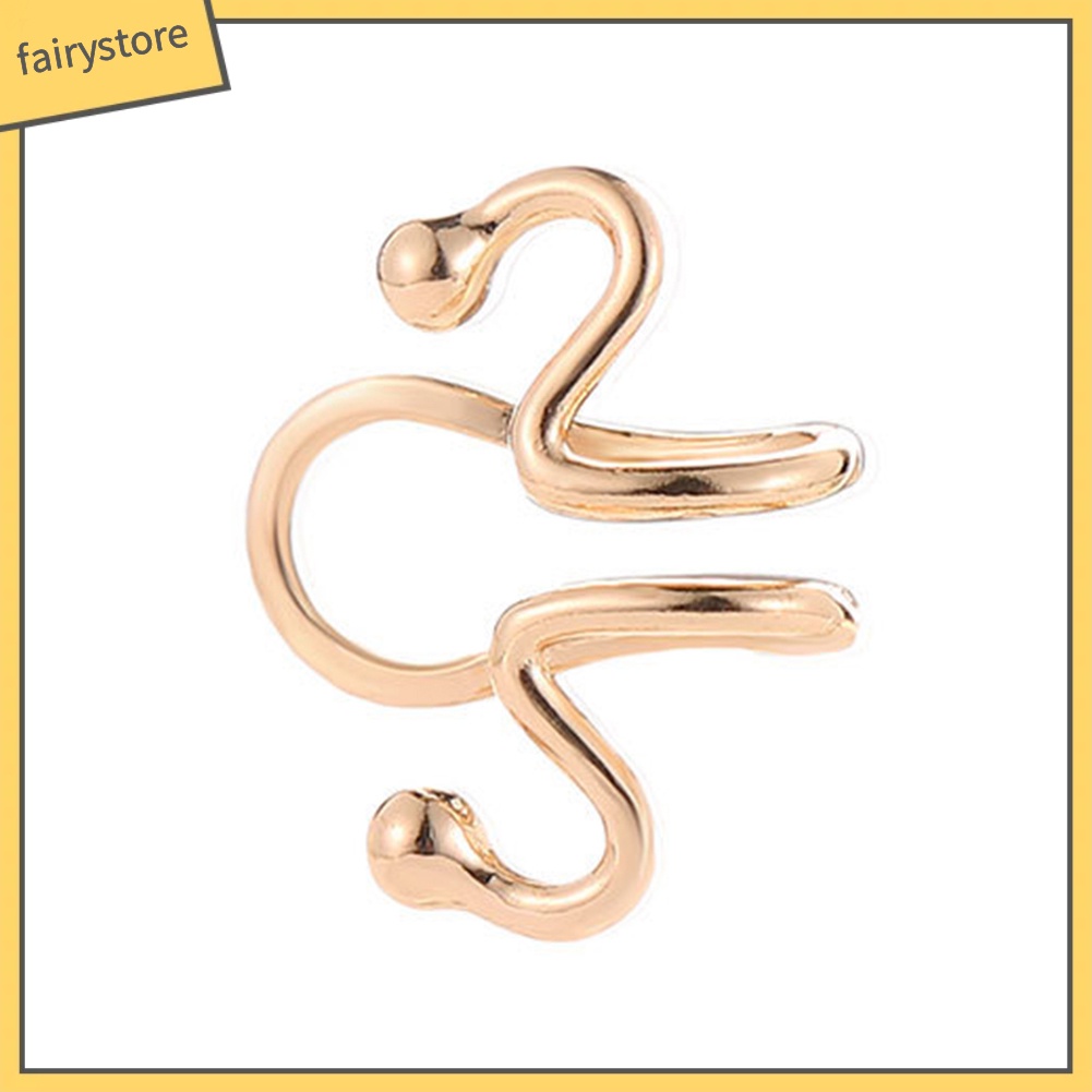 Khuyên Kẹp Vành Tai Không Xỏ Lỗ Kiểu Dáng Hình Học Đơn Giản Dành Cho Nữ