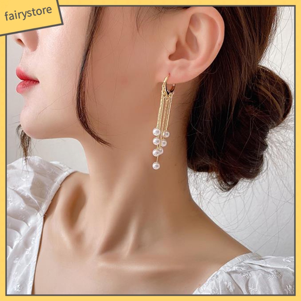 1 Đôi Bông Tai Đính Ngọc Trai Giả Phong Cách Bohemian Dành Cho Nữ