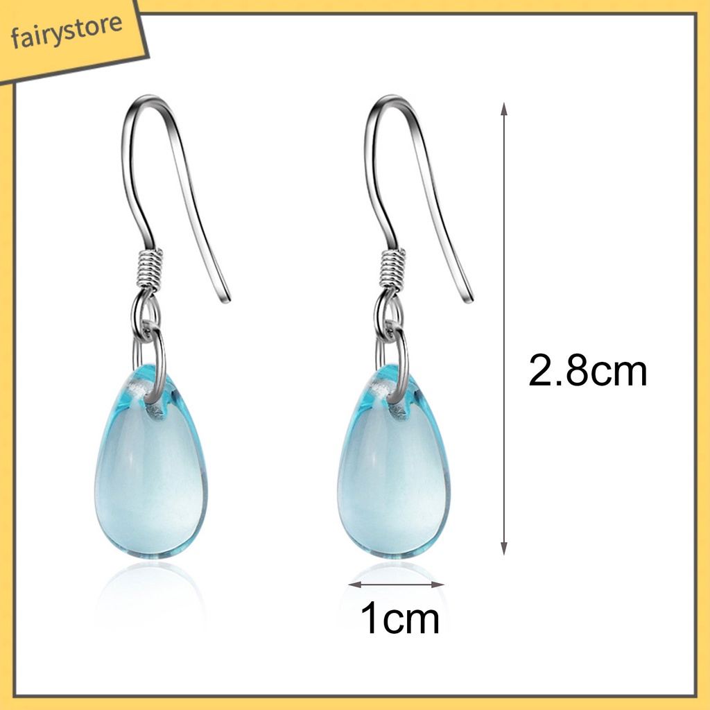 1 Đôi Bông Tai Móc Hình Giọt Nước Màu Xanh Dương Đính Pha Lê Nhân Tạo Chống Mòn Thời Trang Du Lịch