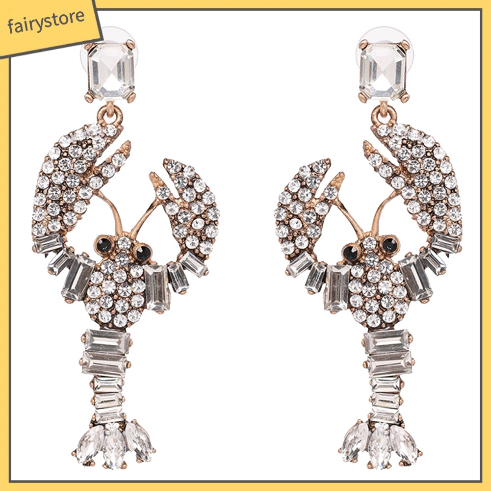 [FRO] Bông Tai Hình Tôm Hùm Đính Đá Sáng Tạo Cho Nữ