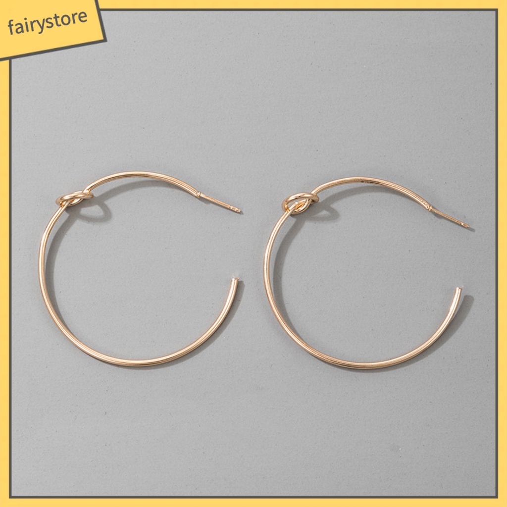 Bông Tai Hình Tròn Cỡ Lớn Bằng Kim Loại Đơn Giản Tiện Dụng Mặc Hàng Ngày