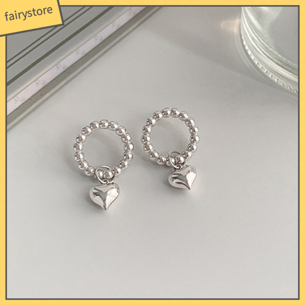 1 Đôi Bông Tai Hình Trái Tim Bề Mặt Mịn Phong Cách Hàn Quốc Dành Cho Nữ