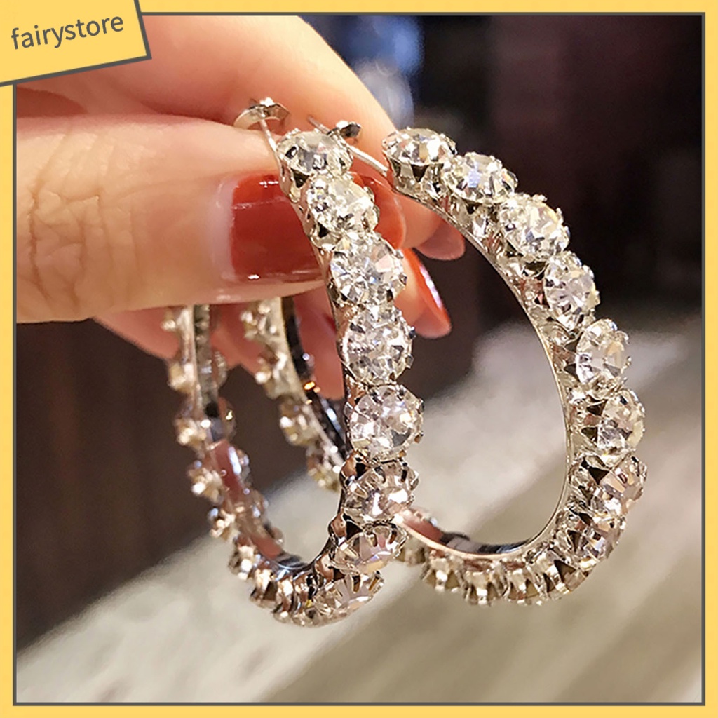 1 Đôi Bông Tai Tròn Đính Đá Sáng Tạo Phong Cách Vintage Dành Cho Nữ