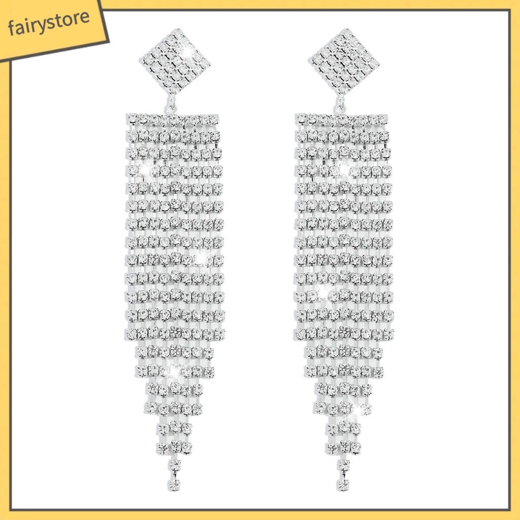 1 Đôi Bông Tai Tua Rua Đính Đá Lấp Lánh Phong Cách Bohemian Dành Cho Nữ