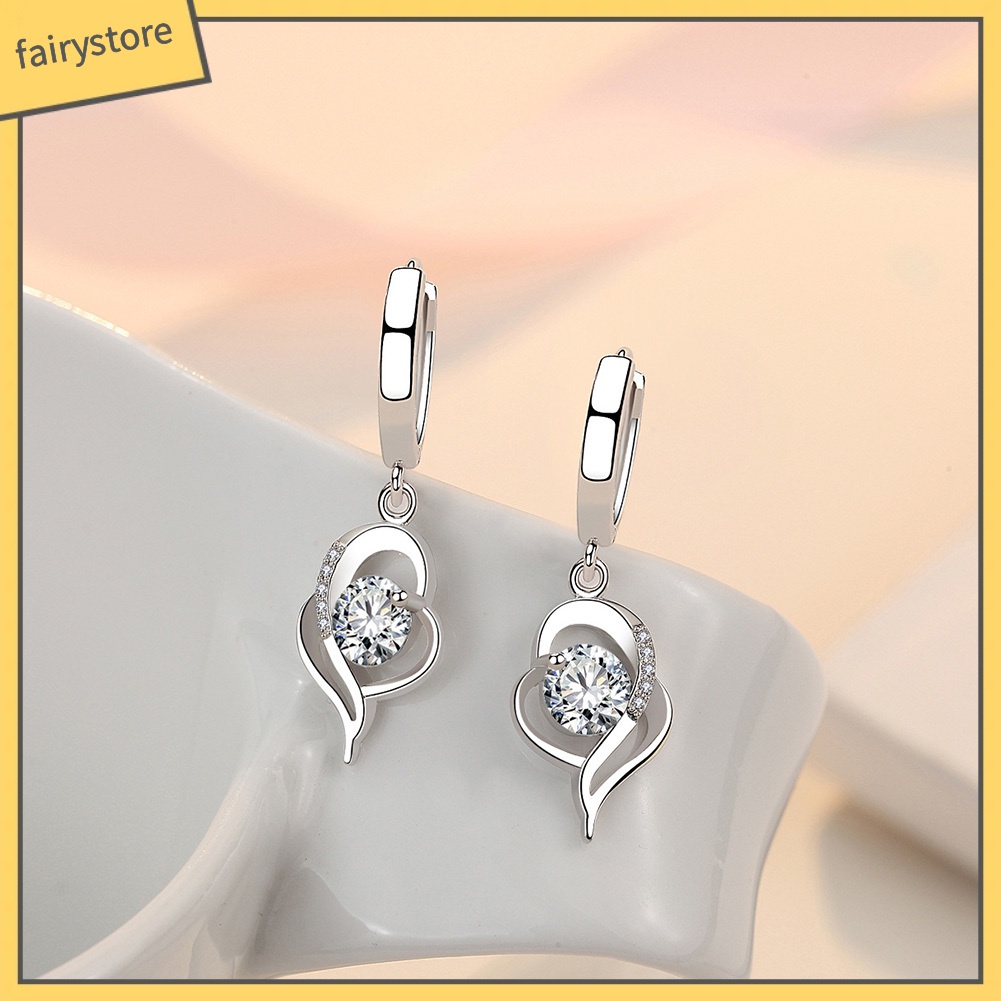 Bông Tai Hình Trái Tim Xoắn Đính Đá Thời Trang Dành Cho Nữ