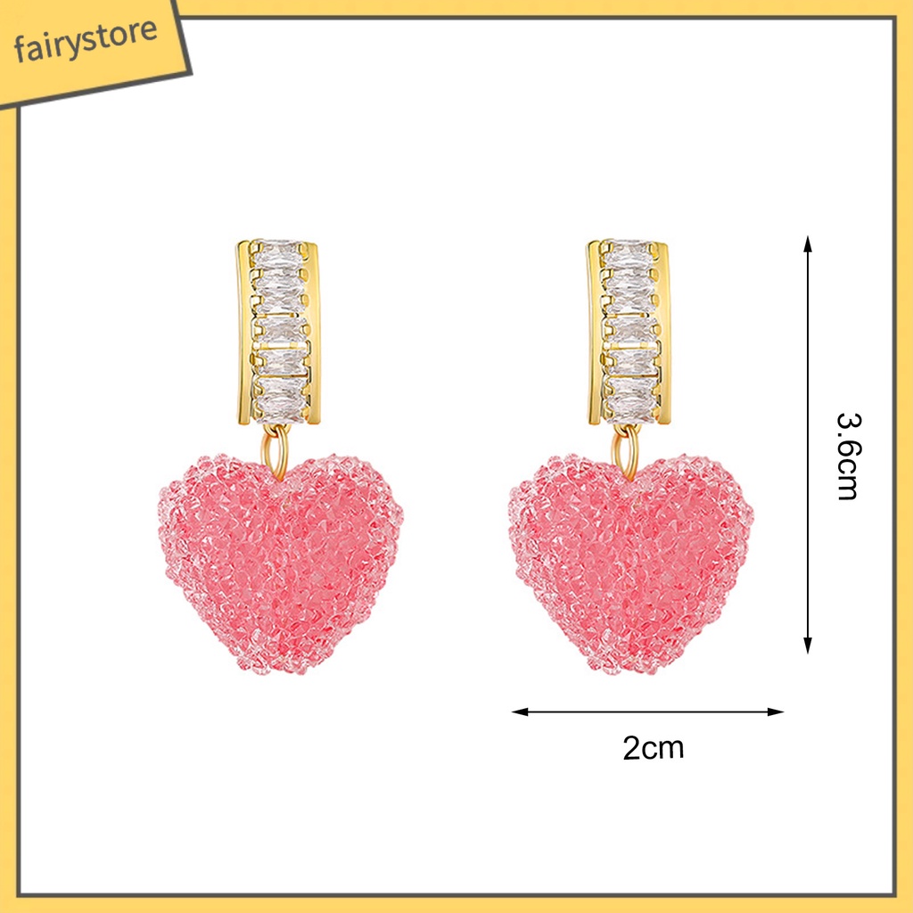 1 Đôi Bông Tai Hình Trái Tim Đính Đá Zircon Lấp Lánh Dành Cho Nữ