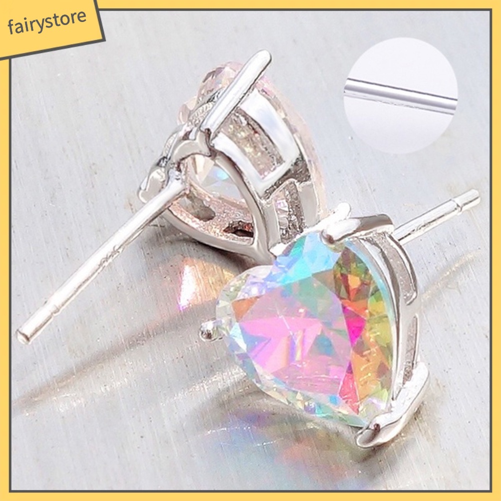 Đôi Bông Tai Hình Trái Tim Đính Đá Thời Trang Cho Nữ