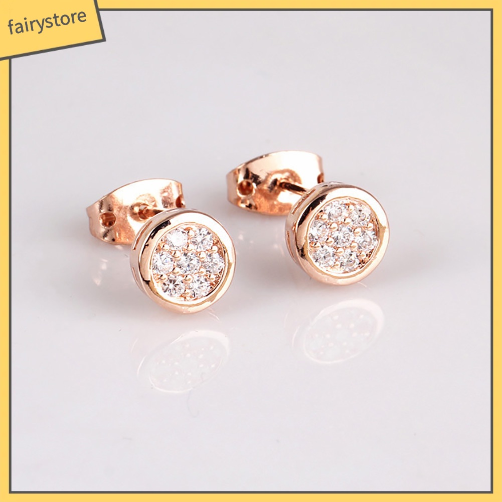 Bông Tai Tròn Đính Đá Zircon Thời Trang Dự Tiệc Cho Nữ