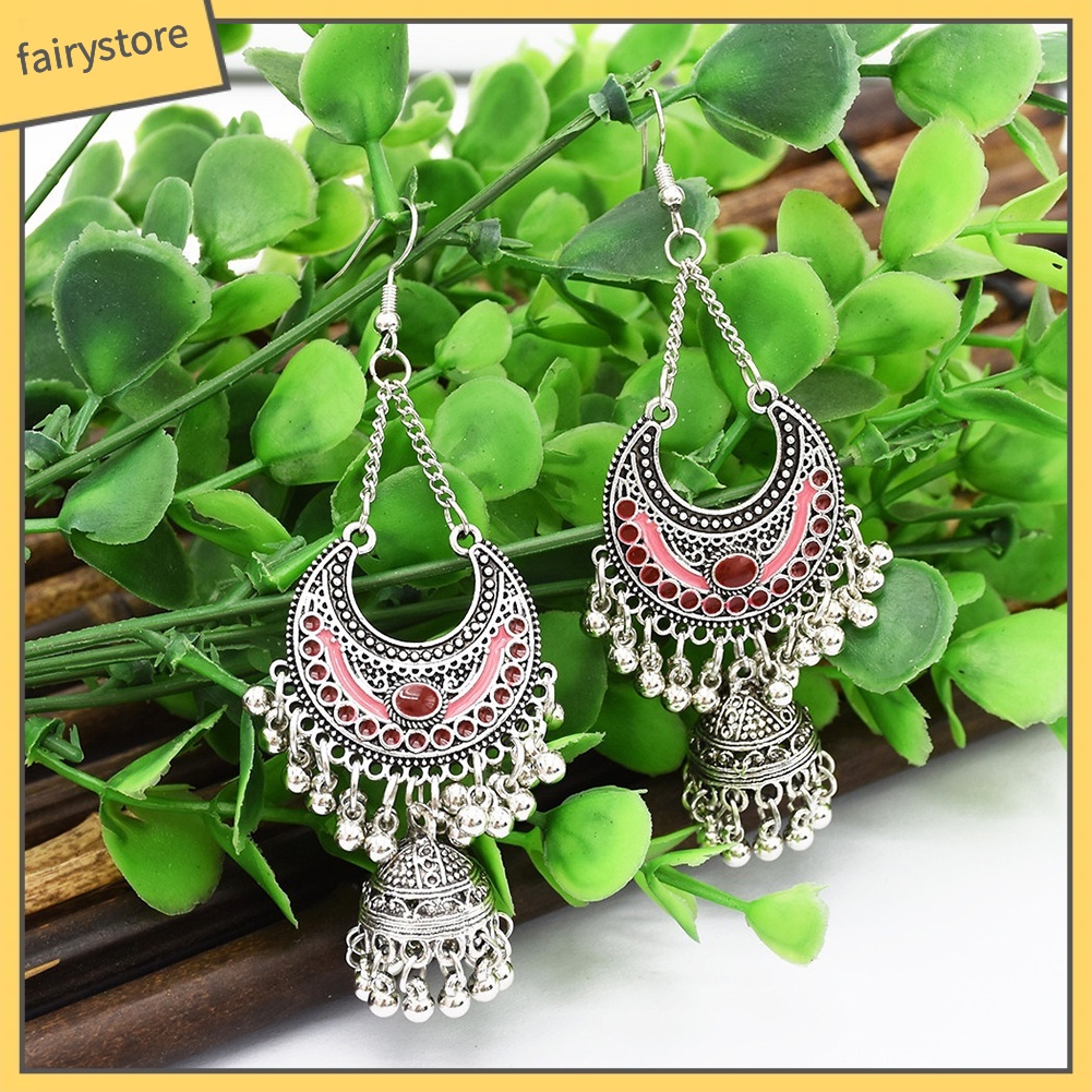 Bông Tai Tua Rua Hình Chuông Phong Cách Bohemian Cổ Điển Dành Cho Nữ