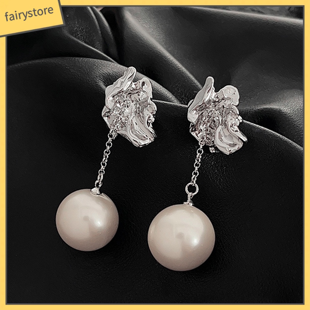 1 Đôi Bông Tai Kim Loại Tua Rua Đính Ngọc Trai Nhân Tạo Phong Cách Retro