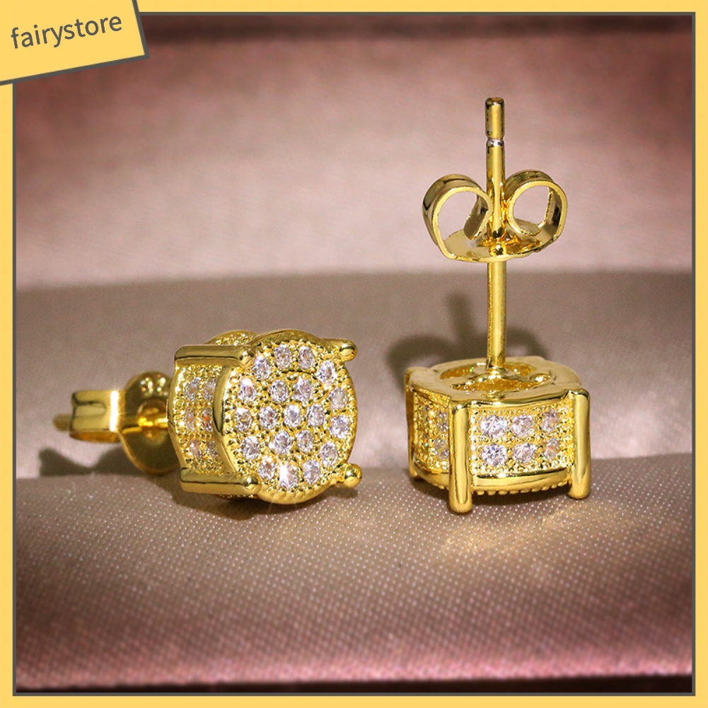 Khuyên Tai Tròn Đính Đá Zircon Thời Trang Cho Nữ