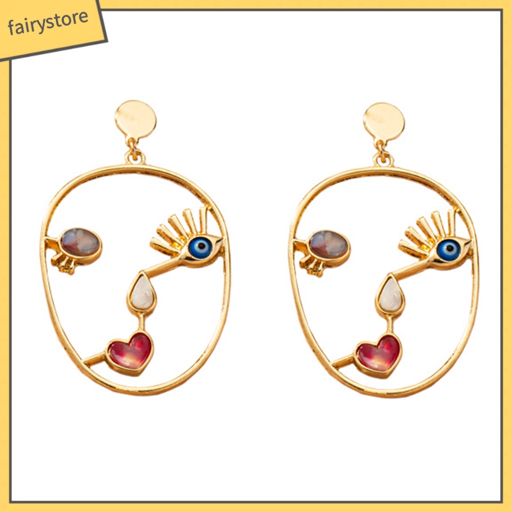 1 Đôi Bông Tai Hình Học Nhiều Màu Sắc Thời Trang Dành Cho Nữ