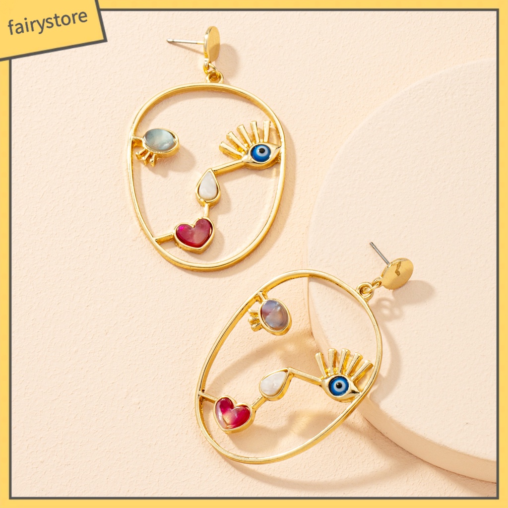 1 Đôi Bông Tai Hình Học Nhiều Màu Sắc Thời Trang Dành Cho Nữ