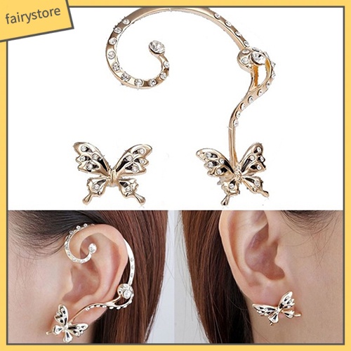 Khuyên Vành Tai Hình Bướm Đính Đá Thời Trang Cho Nữ