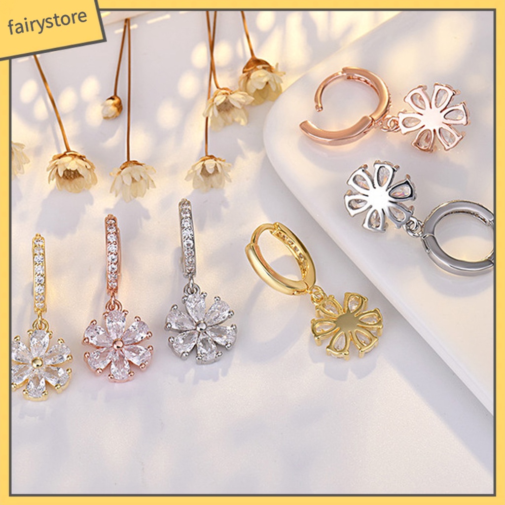 1 Đôi Bông Tai Dáng Dài Đính Đá Zircon Lấp Lánh Thời Trang Cho Nữ