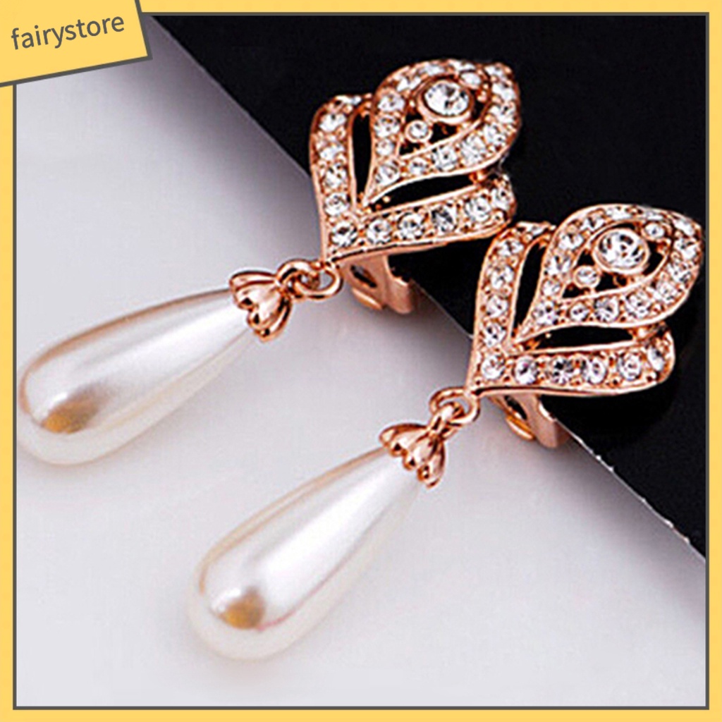 Bông Tai Hình Giọt Nước Đính Đá Trang Nhã Dành Cho Cô Dâu