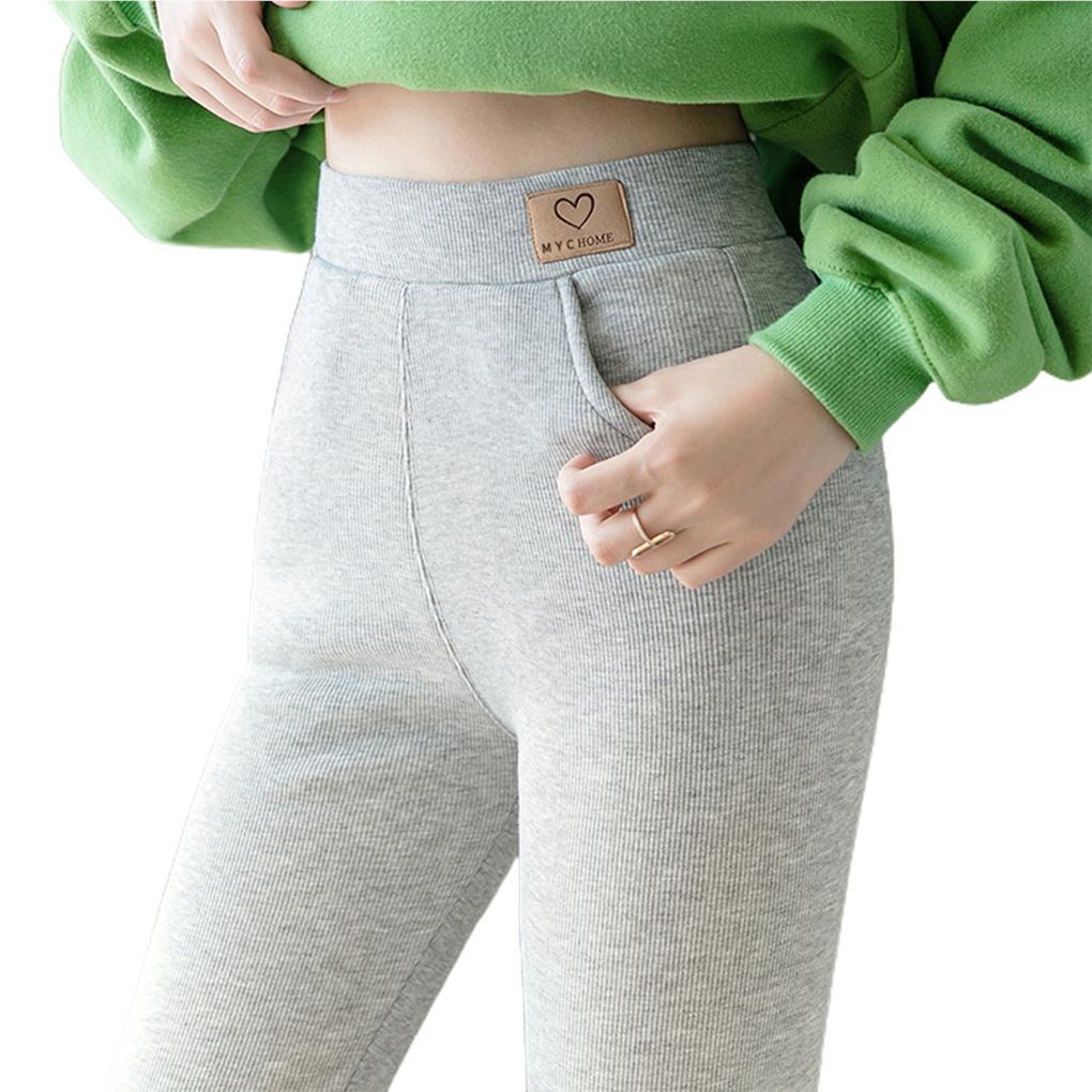 Quần Legging Lót Lông Cừu Dày Dặn Màu Trơn Thời Trang Mùa Đông Cho Nữ