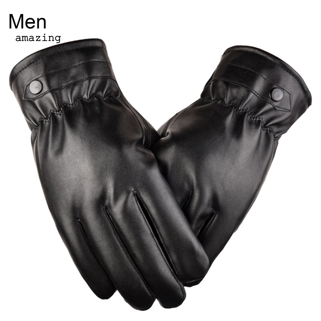 1 Đôi Găng Tay Giả Da Giữ Ấm Mùa Đông Chống Trượt Chống Nước Cho Nam