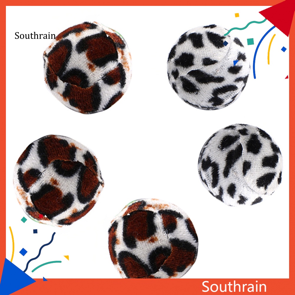 Bộ 5 Bóng Đồ Chơi Họa Tiết Da Báo / Ngựa Vằn Vui Nhộn Cho Mèo Cưng